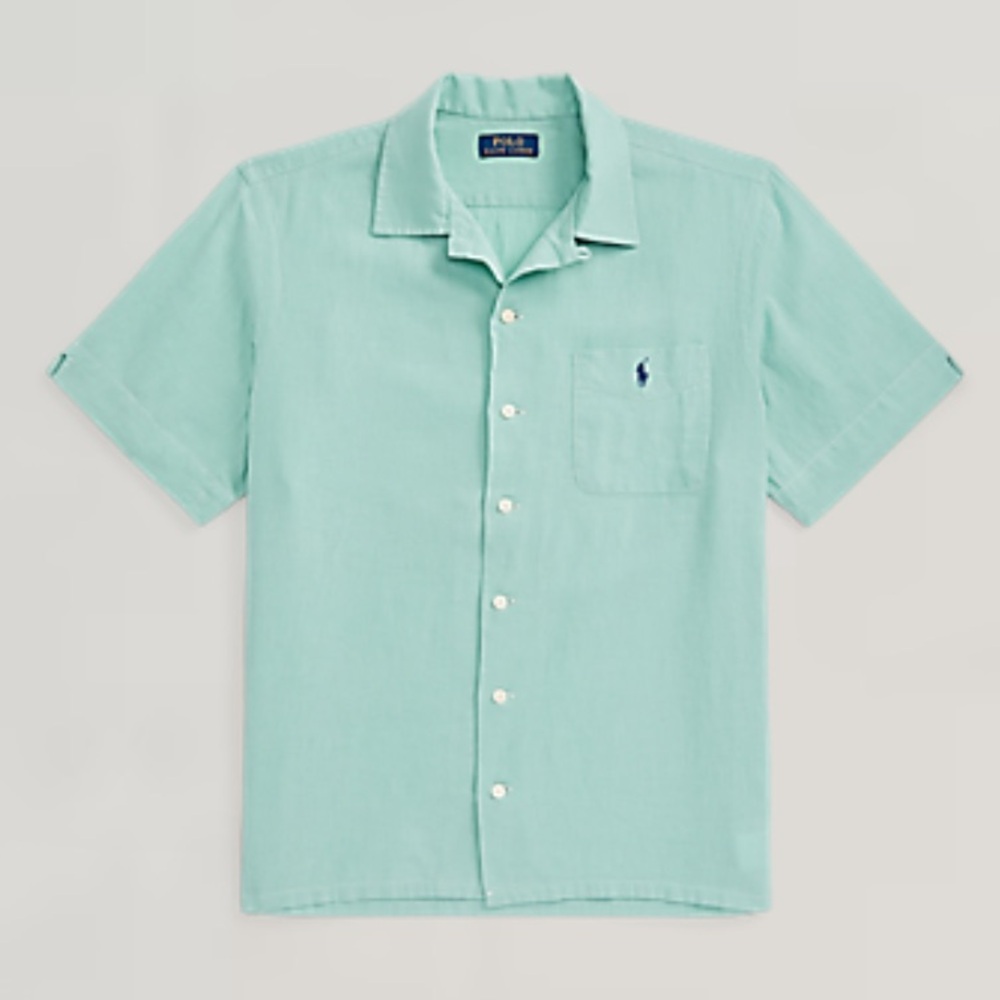 🆕 POLO RALPH LAUREN Men's Classic Fit Linen-Cotton Camp Shirt. Green, NWT